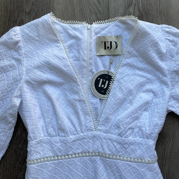 the jet set diaries white eyelet long maxi summer sun dress size small new - Picture 4 of 4